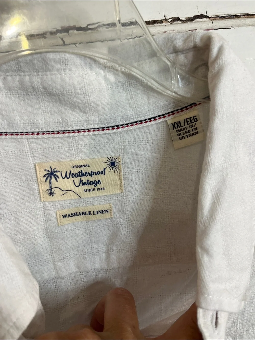 Original Weatherproof Vintage White Washable Linen Short-Sleeve Shirt XXL - Picture 2 of 3